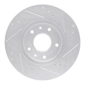 Nissan Kicks Brake Rotor (1) - Front Left - R1 Concepts - Drilled & Slotted - Silver - `20-`25